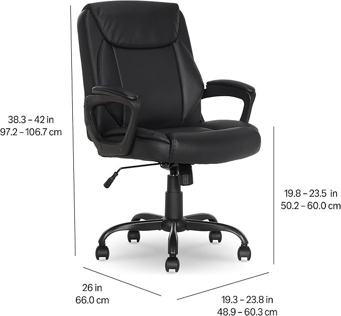 Amazon Basics Classic Puresoft PU Padded Mid-Back Office Desk Chair - Image 3