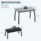 Dining Table for 4, 3-Piece Kitchen Table Set for 4 - Image 2
