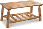CASTLECREEK Log Coffee Table, Rustic Natural Weathered Look Wooden Rectangular by CASTLECREEK