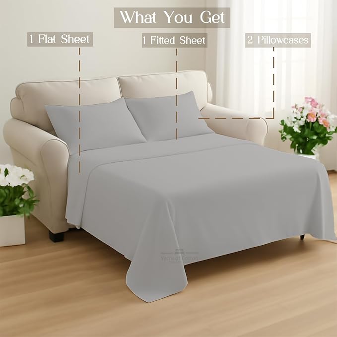 Sleeper Sofa Bed Sheet, 100% Cotton 400 Thread Count, 4 Piece Set, Deep Pocket - Image 9
