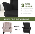 HAOYONG Wing Chair Slipcovers Waterproof Spandex Wingback Chair Covers 2 Pieces - Image 7