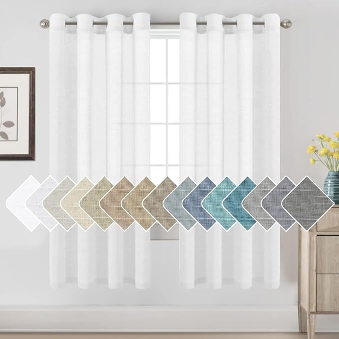 H.VERSAILTEX Natural Linen Semi Sheer Curtains Soft Semi Sheer Curtain Panels by HVERSAILTEX
