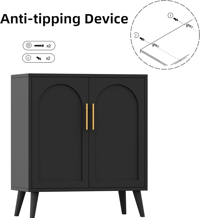 Keehusux 15.7" D Black Buffet Cabinet - Image 8