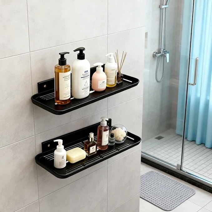 2pc Wall Mounted Floating Shelf, Self Adhesive Small Shelf, No Drill Shelves by Laoyello