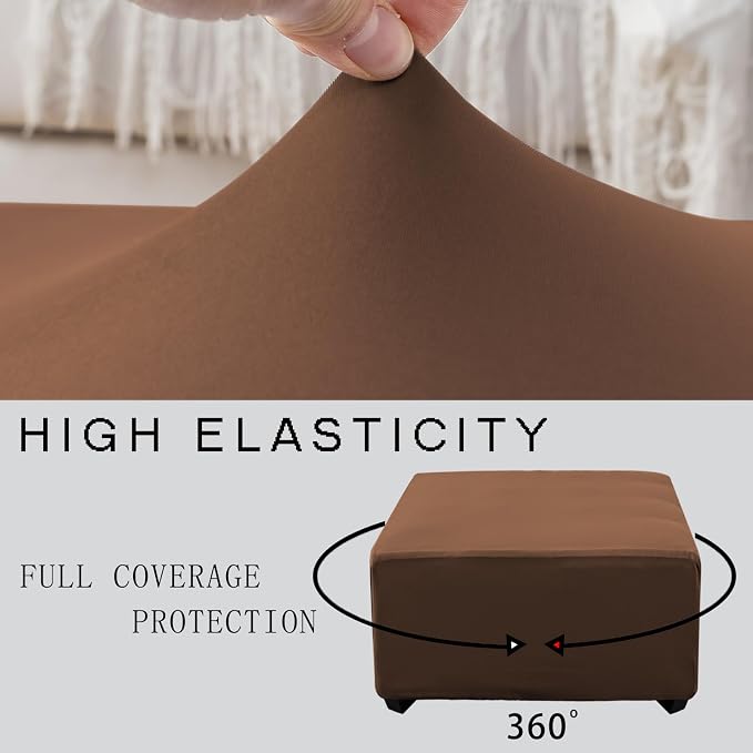 Super Stretch Ottoman Cover- Soft Form Fit Ottoman Cover Rectangular Ottoman - Image 5