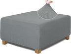 NeColorLife Square Ottoman Cover Jacquard Fabric Slipcover Thick Stretchable by NeColorLife