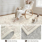 Washable Area Rugs 2x3: Living Room Bedroom Carpet Beige White | Vintage Boho - Image 7