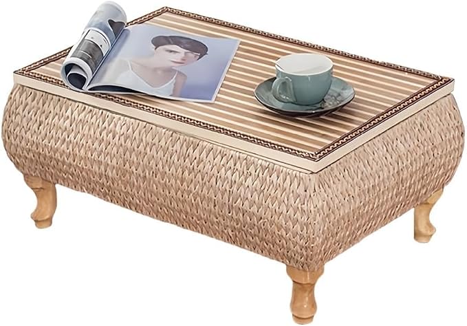 Japanese-Style Rattan Floor Table by Unknown