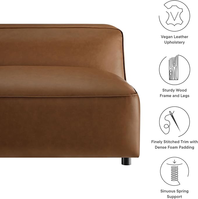 Modway Auren Vegan Leather Modular Armless Chair in Coffee - Image 4