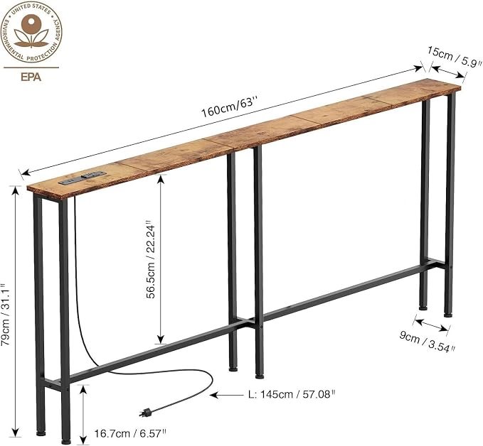 Keelian 63" Sofa Table Narrow Long - Image 2