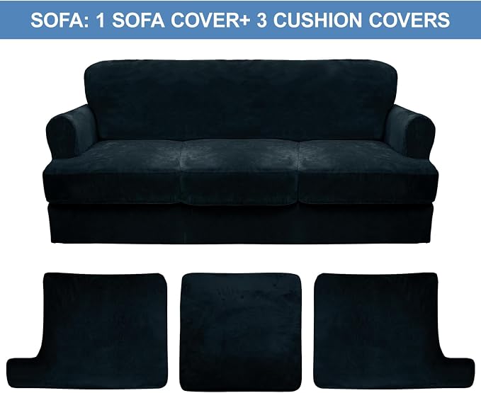 CUCRAF Cushion Sofa Cover 4 Piece Slipcovers, Soft Thick Velvet Couch Cover - Image 5