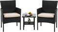 FDW 3 Pieces Patio Furniture Set Outdoor Wicker Bistro Sets Modern Rattan Chair by FDW
