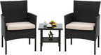 FDW 3 Pieces Patio Furniture Set Outdoor Wicker Bistro Sets Modern Rattan Chair by FDW