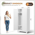 Letaya Armoire Wardrobe Closet, Hanging Rod Clothing Storage Cabinets - Image 3
