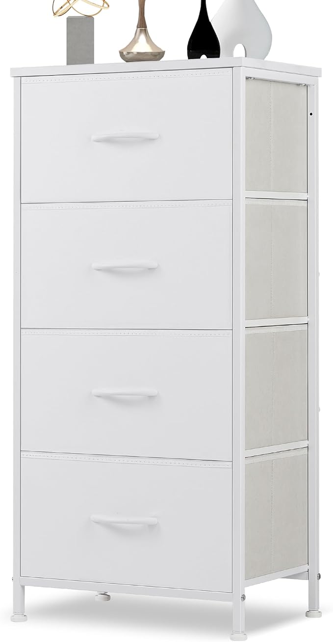 DUMOS Dresser for Bedroom, 4 Storage Drawers, Tall Fabric Closet Chests by DumosLifestyle