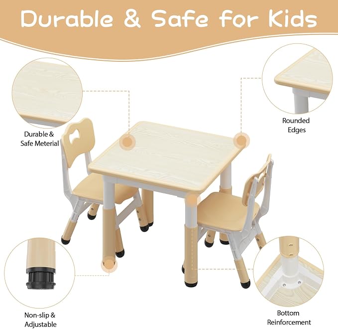 GAOMON Kids Table and 2 Chairs Set - Image 7