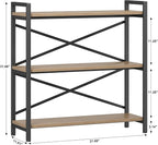 Homeiju 3 Tier Bookshelf 31.49" Width, Wood and Metal Etagere Bookcase - Image 3