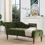 Pemberly Row Tufted Roll Arm Chaise Lounge, Olive Green Velvet Upholstery - Image 2