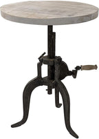 Carolina Chair & Table Adjustable Hand Crank 18" Wooden Top Rustic Side Table by CarolinaChairTable