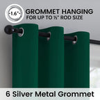 SimpleHome Dark Green 100% Blackout Curtains Room Darkening Living Room 84 | - Image 6