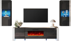 AMERLIFE 3-Piece Modern Wall Unit Entertainment Center Set, High Gloss 80" - Image 8