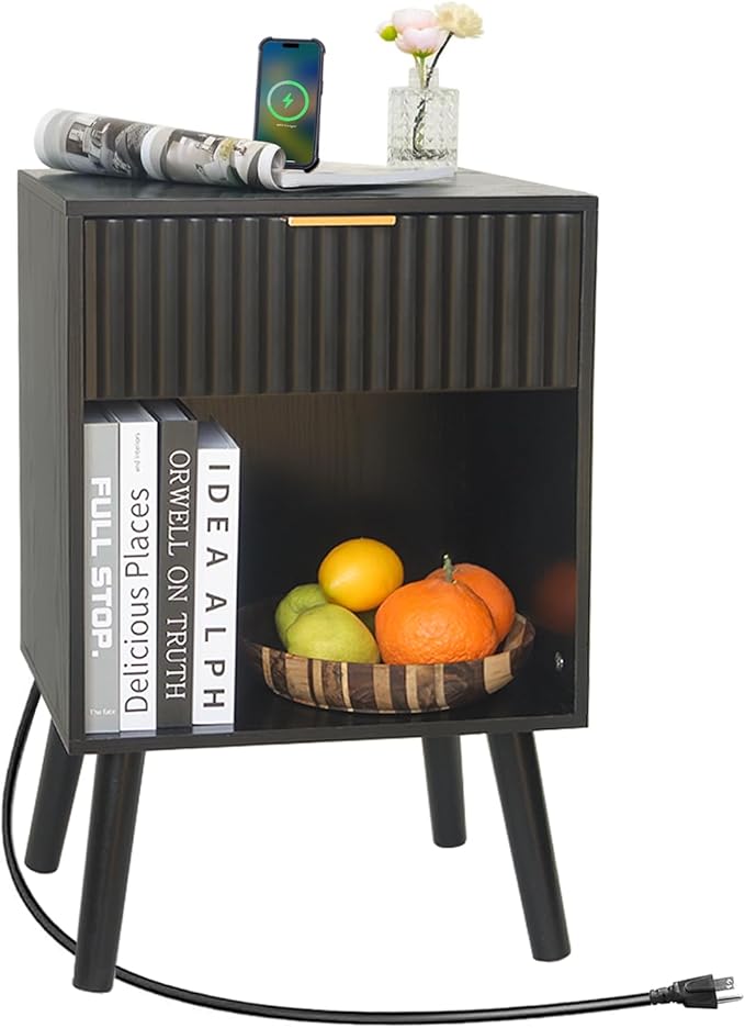 Fultyle Fluted Black Nightstand by Fultyle