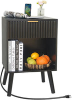 Fultyle Fluted Black Nightstand by Fultyle
