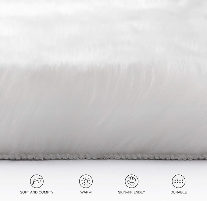 SERISSA 2x4 Fluffy White Faux Sheepskin Shaggy Rug - Image 5