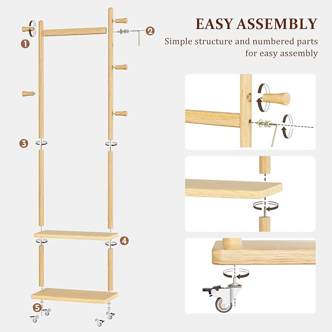 Taitiy Coat Rack Freestanding Clothing Rack - Image 7