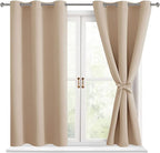 Blackout Curtains for Bedroom, 2 Drape Panels, 42 x 54 Inch | Thermal Insulated by Hiasan
