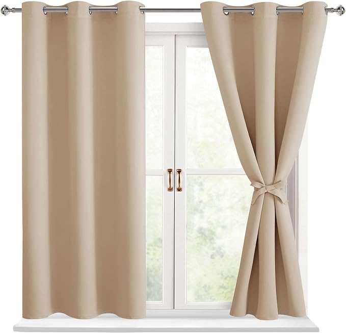 Blackout Curtains for Bedroom, 2 Drape Panels, 42 x 54 Inch | Thermal Insulated by Hiasan