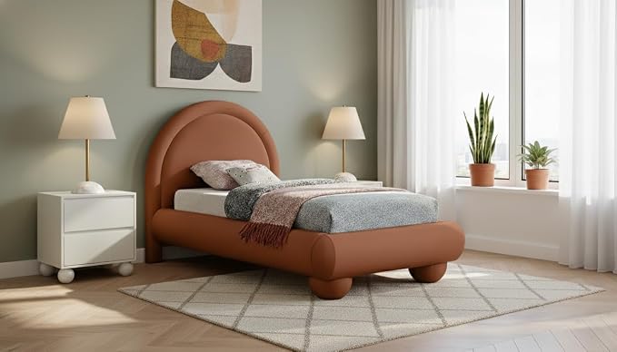 Meridian Furniture MadridCognac-T Madrid Collection Art Deco Twin Bed - Image 2