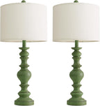 BOBOMOMO 27" Sage Green Table Lamps Set of 2, Large Farmhouse Resin Lamps - Image 6