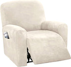 H.VERSAILTEX Velvet Stretch Recliner Couch Covers 4-Pieces Style Recliner Chair by HVERSAILTEX