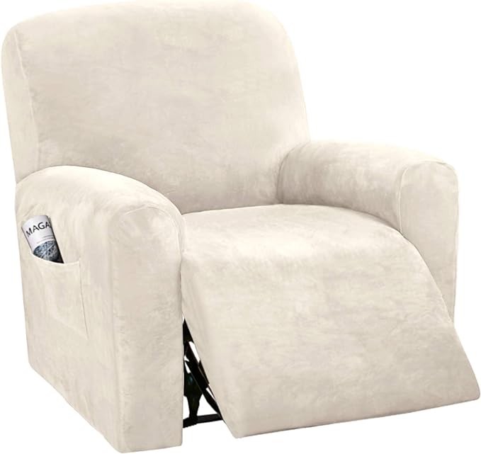 H.VERSAILTEX Velvet Stretch Recliner Couch Covers 4-Pieces Style Recliner Chair by HVERSAILTEX