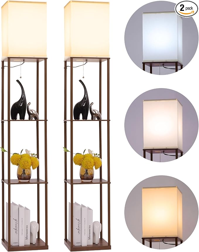 Gupuzm Floor Lamp with Shelves, Modern Square Standing Lamp with 3 Color by GUPUZMproducesandsellslamp