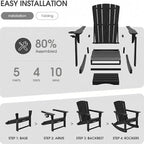 Adirondack Rocking Chair with Retractable Ottoman Set of 2, Outdoor Folding - Image 7