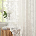 YJ YANJUN Vintage Lace Curtains Elegant Flower Off White 132 inch Curtains 1 by YJYANJUN