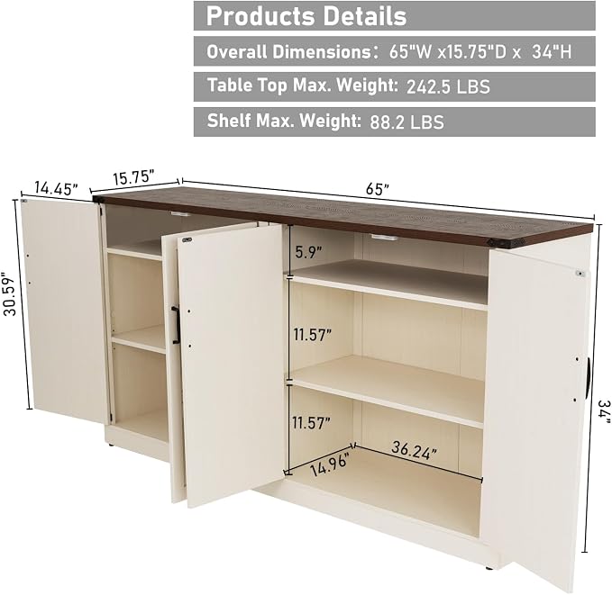 Sideboard Buffet Cabinet with Storage - Image 2