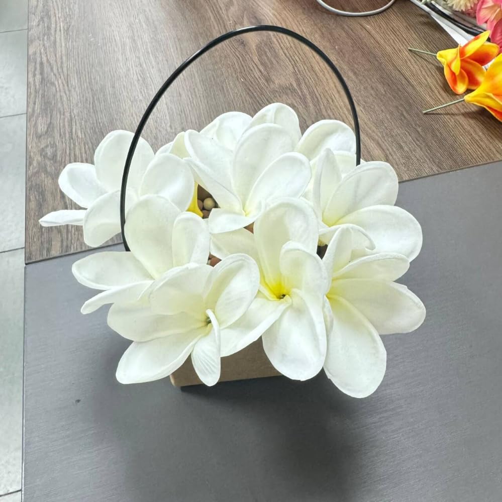 10 pcs White Hawaiian Plumeria Flowers Artificial -1.5inch Stems 3inch - Image 3