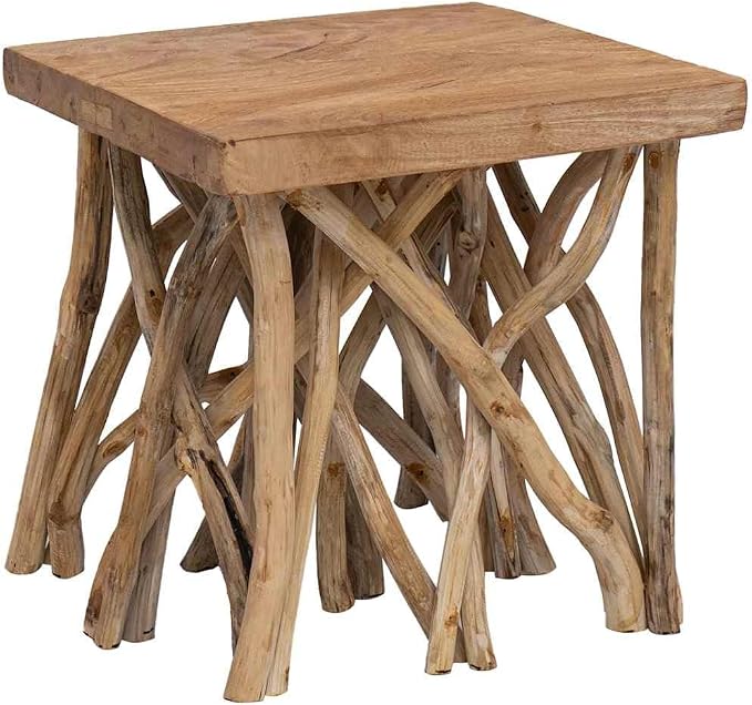 Brown Mixed Recycled Wood Coffee Table, Rustic Solid Wood Small Durable - Image 7