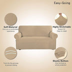 Easy-Going Stretch Loveseat Couch Covers Washable Sand | 1-Piece Loveseat Covers - Image 3