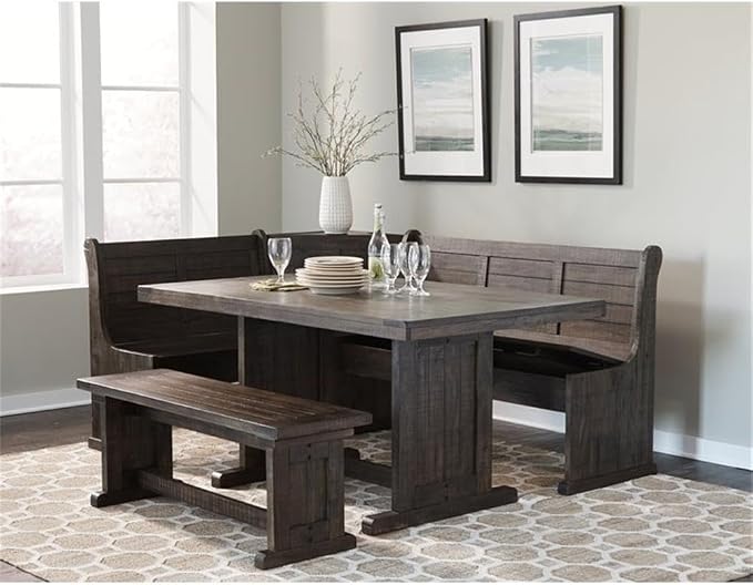 Pemberly Row 3-Piece Farmhouse Wood Breakfast Nook Set - Image 2