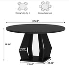 IBF Black Round Dining Table for 4-6, 47 Inch Kitchen Table - Image 2
