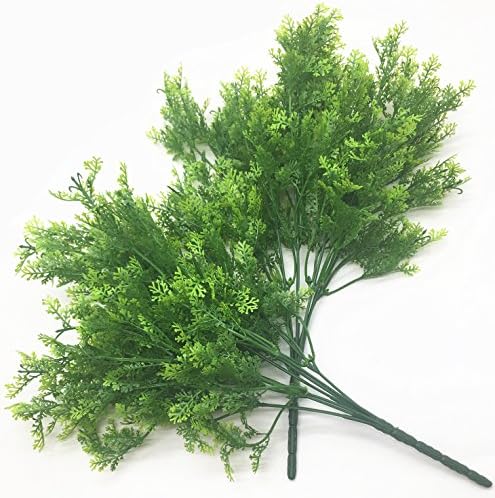 CATTREE Artificial Shrubs Bushes, Plastic Fern Leaves Simulation Faux Grass Realistic Fake Plants Wedding Indoor Outdoor Home Garden Verandah Kitchen Table Centerpieces Arrangements Decoration 2 pcs - Image 6
