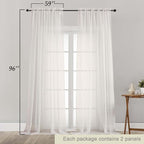 Ivory Sheer Curtains for Bedroom Living Room 96 Inches Long 2 Panels, Modern - Image 5