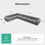 Novilla 176" Modular Sectional Sofa, No Assembly Cloud Sectional Couch - Image 2