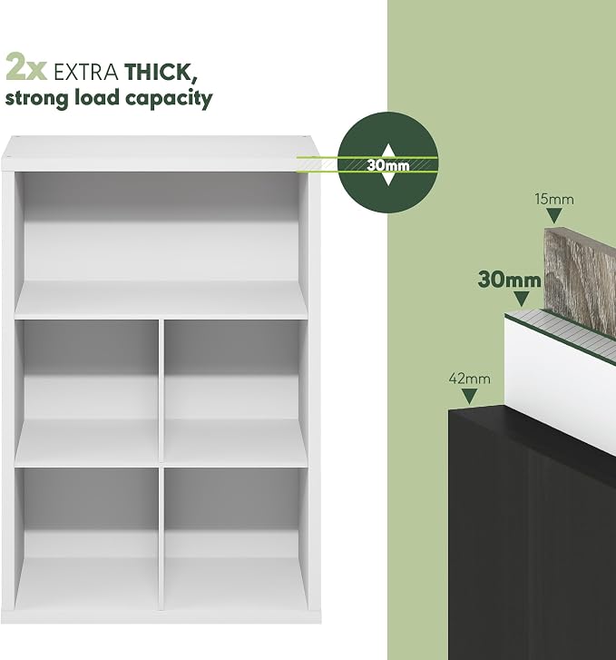 Furinno Cubicle Book Shelf, 5-Cube Bookshelf, Extra Thick Frame Cube Storage - Image 6
