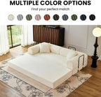 79'' Folding Convertible Sofa, Corduroy Modular Floor Couch - Image 8