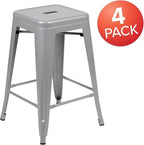 Flash Furniture Lily 24" High Metal Counter-Height, Indoor Bar Stool in Silver - Image 4
